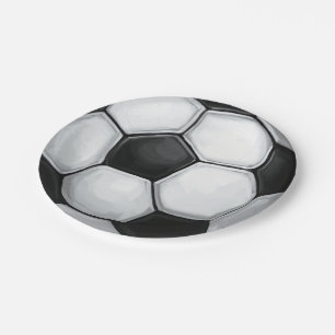 Assiettes En Carton Balle de football noir et blanc