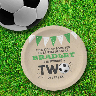 Assiettes En Carton Balle de soccer étoile 2e anniversaire
