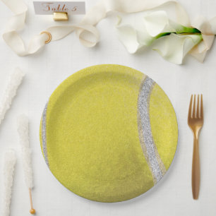 Assiettes En Carton Balle de Tennis Jaune moderne