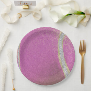 Assiettes En Carton Balle de tennis rose violet moderne