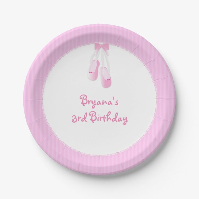 Assiettes En Carton Ballerina Chaussures Ballet Rose Plaques (Devant)