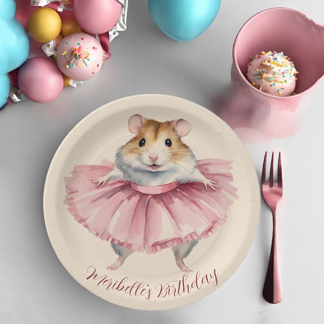 Assiettes En Carton Ballerina Hamster Girl Anniversaire (Créateur téléchargé)