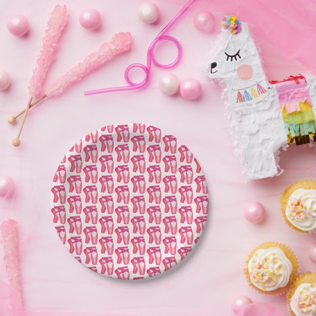 Assiettes En Carton Ballerina Pink Ballet Dance Considérant Toe Chauss (Fête)