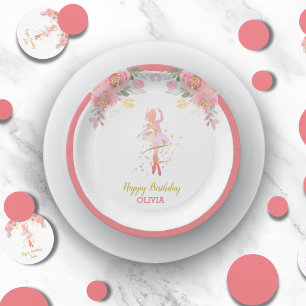 Assiettes En Carton Ballerina rose Anniversaire Douche de fête personn