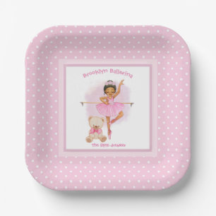 Assiettes En Carton Ballerina rose floral blanc pois