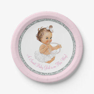 Assiettes En Carton Ballerina rose Pearl Baby Girl Douche