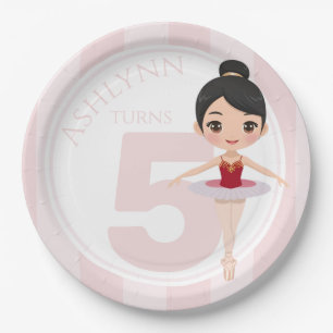 Assiettes En Carton Ballerina rouge mignonne 3D personnalisée pour les