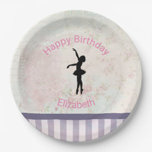 Assiettes En Carton Ballerina Silhouette sur l'anniversaire Motif Vint