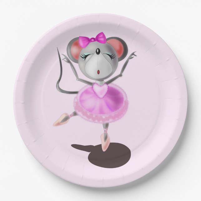 Assiettes En Carton Ballerina Souris Funky Plaques de papier Danseur d (Devant)