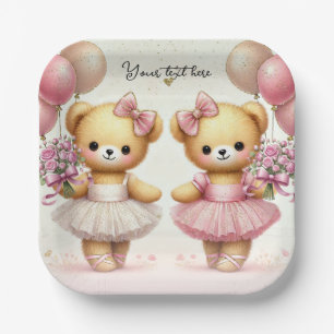 Assiettes En Carton Ballerine Petits Pieds Brillants Ours Jumeaux Fête