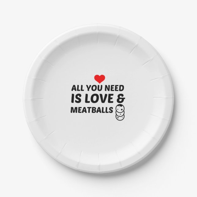 ASSIETTES EN CARTON BALLES DE VIANDE ET AMOUR (Devant)
