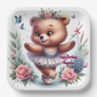 Assiettes En Carton Ballet Bear Birthday Plates