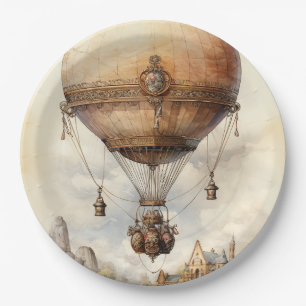 Assiettes En Carton Ballon à air chaud à vapeur vintage