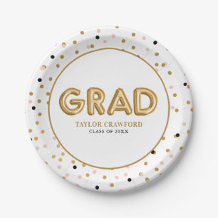 Assiettes En Carton Ballon à huile d'or   Confetti Dots Graduation