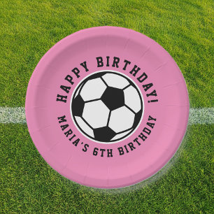 Assiettes En Carton Ballon de football pour filles sports Anniversaire
