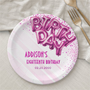Assiettes En Carton Ballons à huile rose Anniversaire