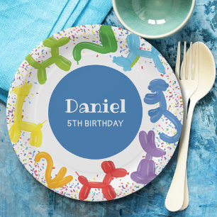 ASSIETTES EN CARTON BALLONS ANIMAUX D'ANNIVERSAIRE