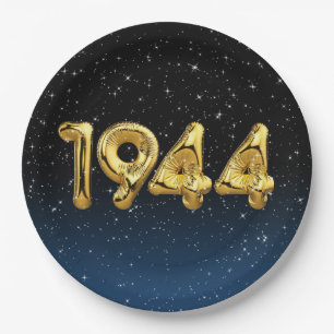 Assiettes En Carton Ballons Anniversaires 1944 En Plaque Papier Étoile