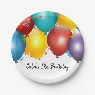 Assiettes En Carton Ballons Colorés et Confettis Fête d'anniversaire