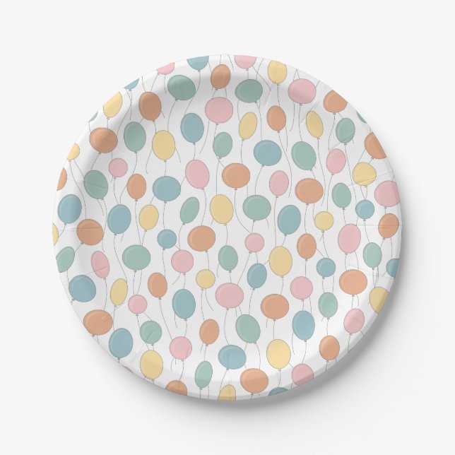 Assiettes En Carton Ballons d'anniversaire  (Devant)