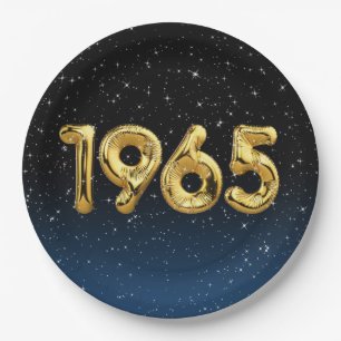 Assiettes En Carton Ballons d'anniversaire 1965 En Stars Plaque en pap