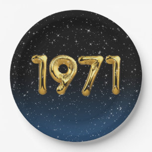 Assiettes En Carton Ballons d'anniversaire 1971 Dans les étoiles