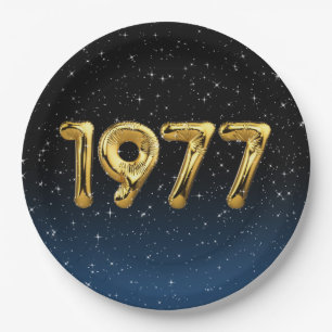 Assiettes En Carton Ballons d'anniversaire 1977 Dans les étoiles