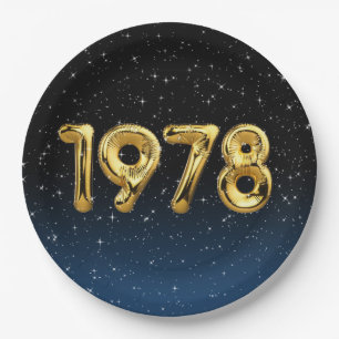 Assiettes En Carton Ballons d'anniversaire 1978 En Stars Plaque en pap