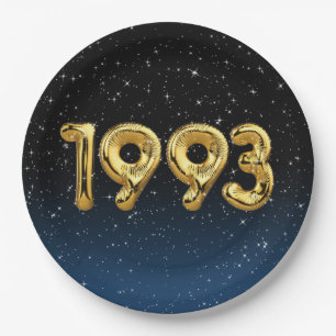 Assiettes En Carton Ballons d'anniversaire 1993 Dans les étoiles