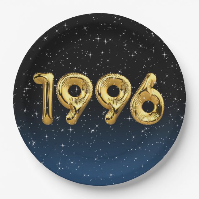 Assiettes En Carton Ballons d'anniversaire 1996 En Stars Plaque en pap (Devant)