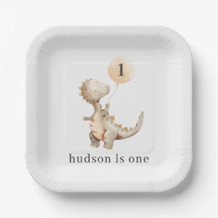 Assiettes En Carton Ballons d'anniversaire de Dinosaur
