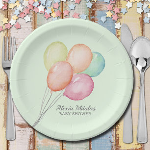 Assiettes En Carton Ballons d'aquarelle sur l'invitation du Baby showe