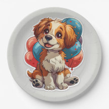 Ballons de chien souriant mignon Plaque de papier