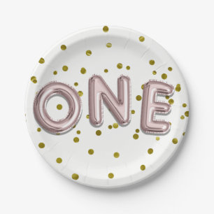 Assiettes En Carton Ballons de confettis Rose Gold pour l'anniversaire