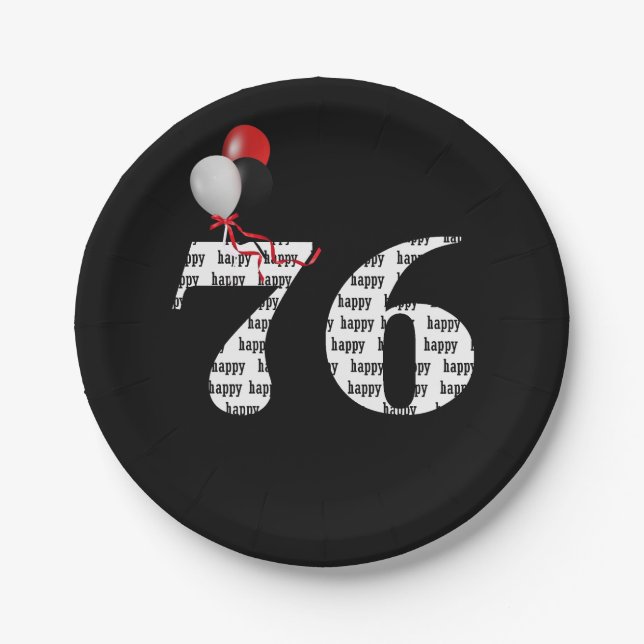 Assiettes En Carton Ballons de fête du 76e anniversaire (Devant)