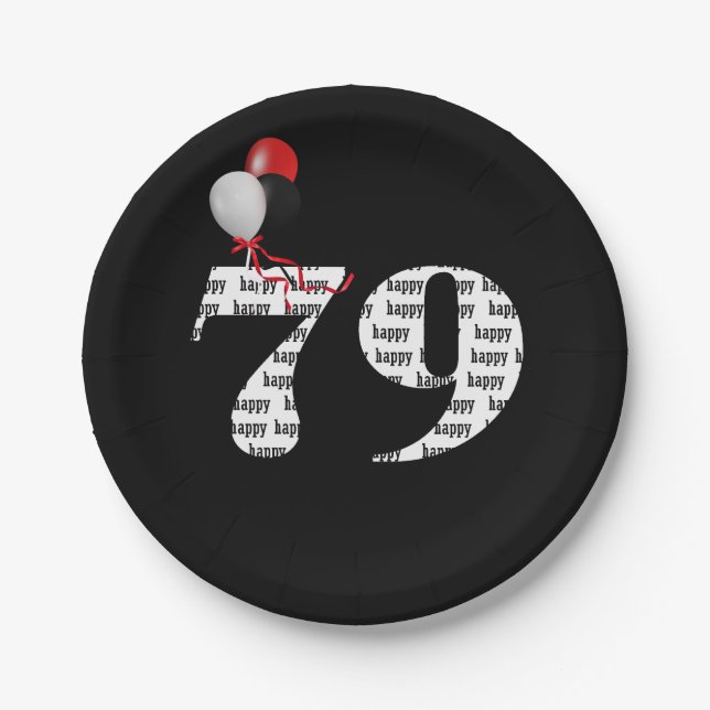 Assiettes En Carton Ballons de fête du 79e anniversaire (Devant)