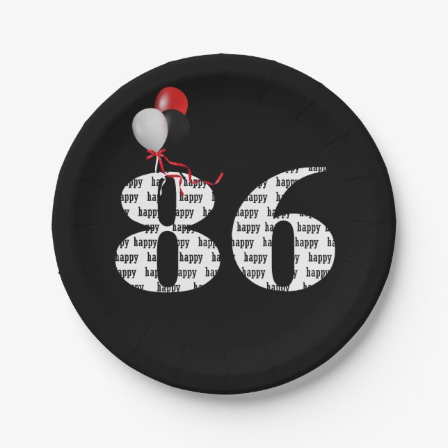 Assiettes En Carton Ballons de fête du 86e anniversaire (Devant)