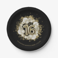 Ballons de fête noirs pour anniversaire Sweet 16 e