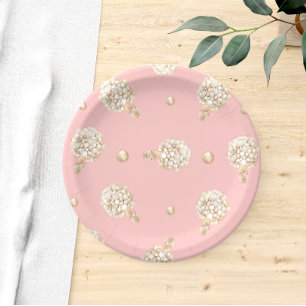 Assiettes En Carton Ballons de filles roses nous pouvons attendre Baby