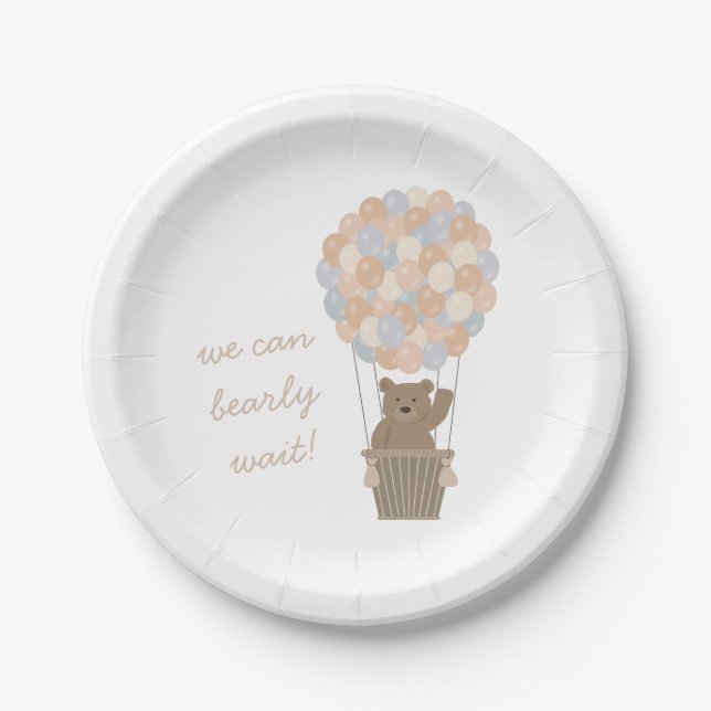 Assiettes En Carton Ballons d'ours Baby shower neutre genre Bienvenue (Devant)