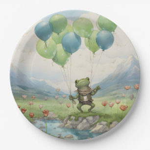 Assiettes En Carton Ballons et fleurs de la vallée de la grenouille