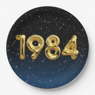 Assiettes En Carton Balloons D'Anniversaire 1984 En Étoiles Serviettes