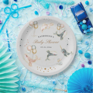 Assiettes En Carton Balloons de baleines magiques Étoiles Baby shower