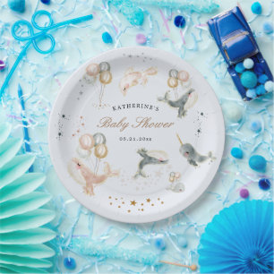 Assiettes En Carton Balloons de baleines magiques Étoiles Baby shower