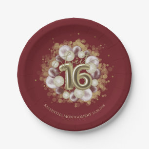 Assiettes En Carton Balloons de fête Burgundy pour un anniversaire Swe