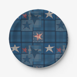 Assiettes En Carton Ballotin de patchwork Denim