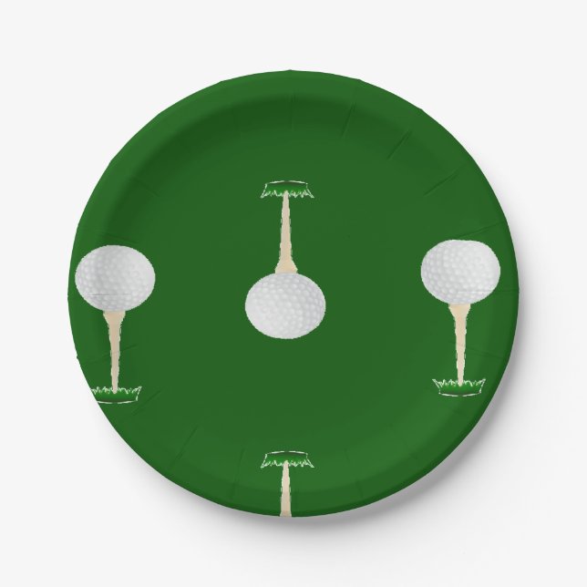 Assiettes En Carton Bals de golf en motif vert (Devant)