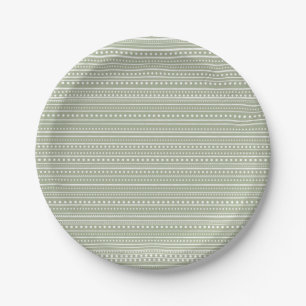 Assiettes En Carton Bamanko en tache de boudcloth Motif Sage Green