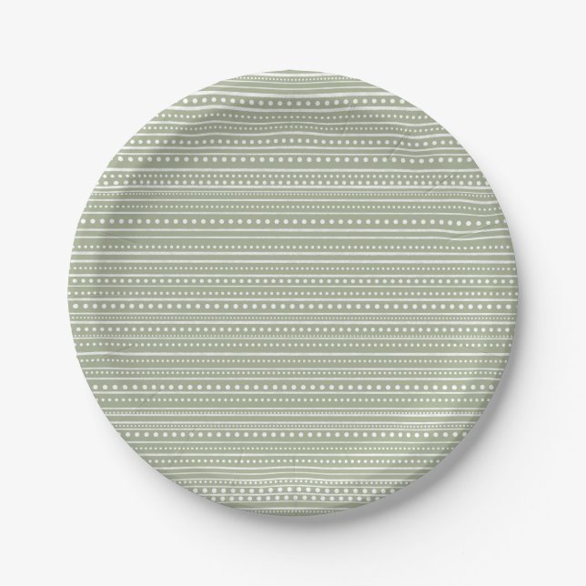 Assiettes En Carton Bamanko en tache de boudcloth Motif Sage Green (Devant)