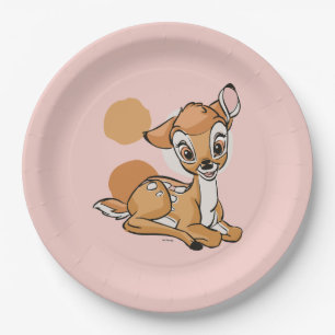 Assiettes En Carton Bambi Assis Avec Un Sourire
